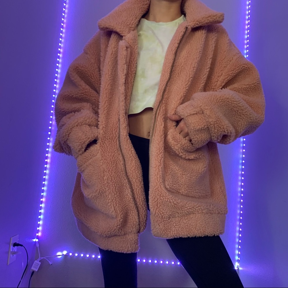 Dusty pink teddy jacket
